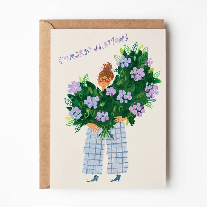 Biglietto di auguri floreale di congratulazioni con busta per la vendita all'ingrosso da parte di viktorija illustration