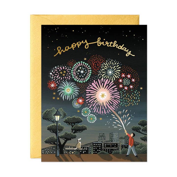 Fireworks Birthday Greeting Card for wholesale by JooJoo Paper