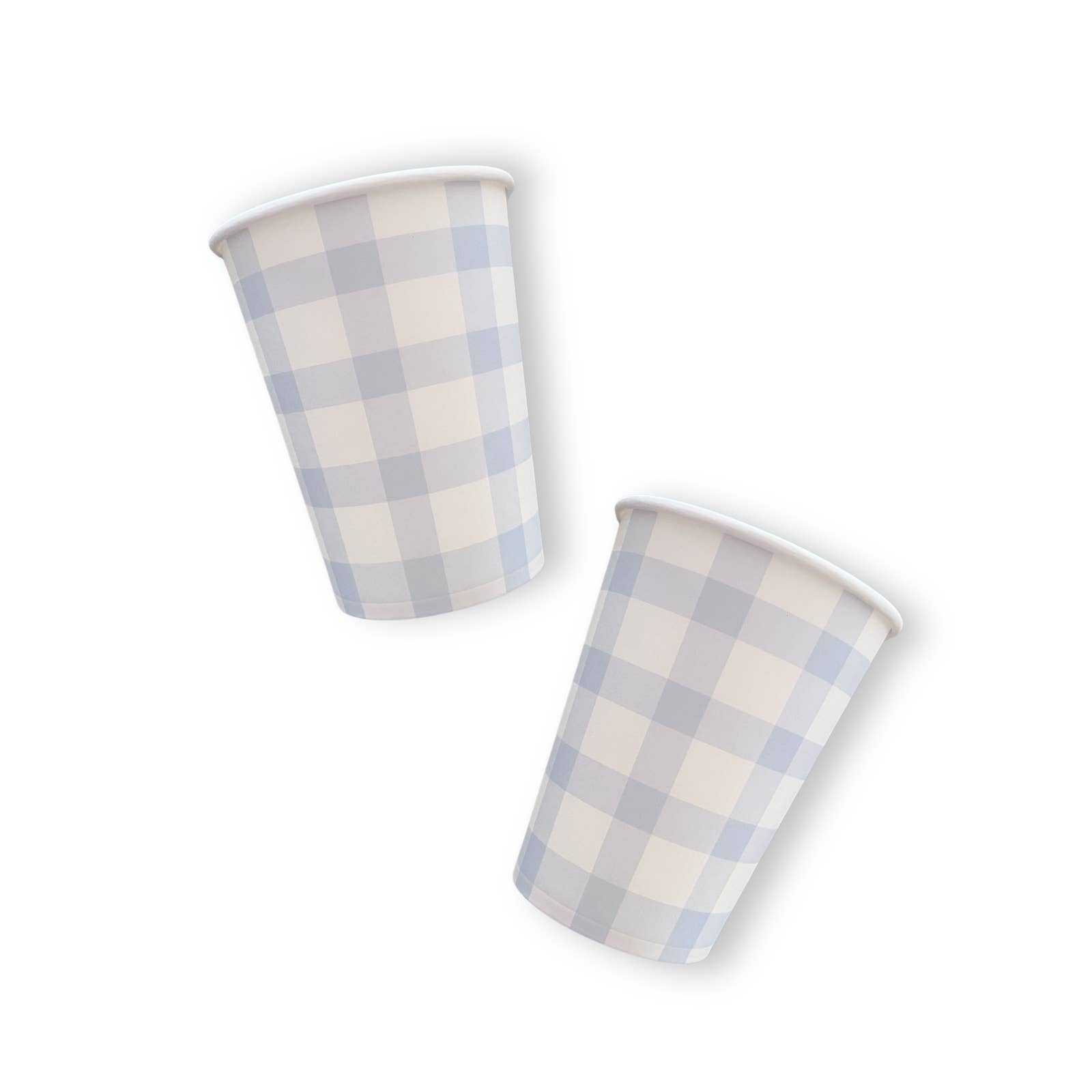 Josi James - Wholesale Disposable Cup - Baby Blue Gingham Cups (8pcs)