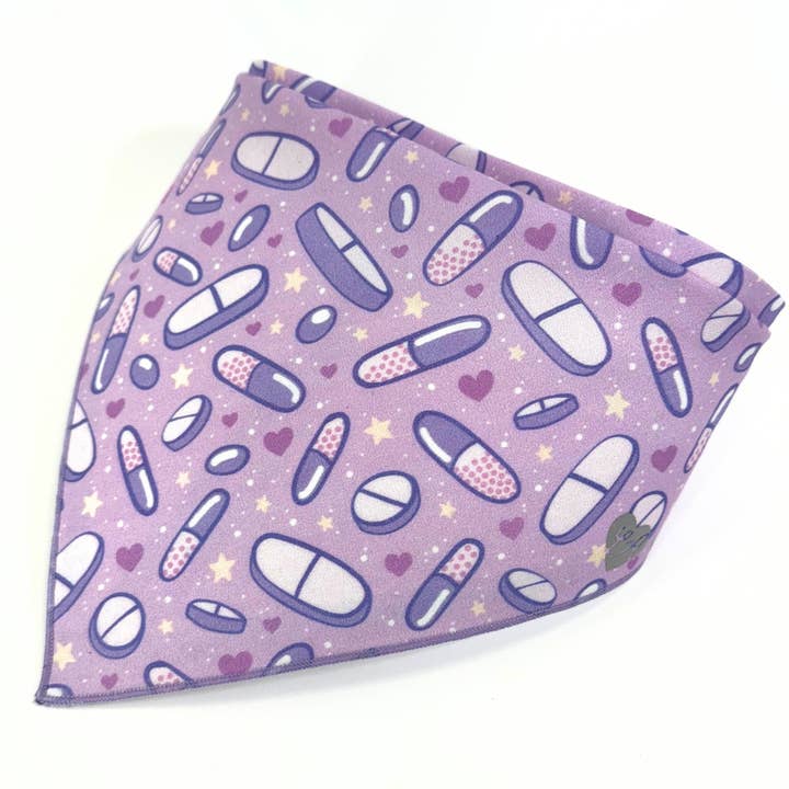 All The Pills on Lavender Bandana for wholesale by Legit Adorable Pets