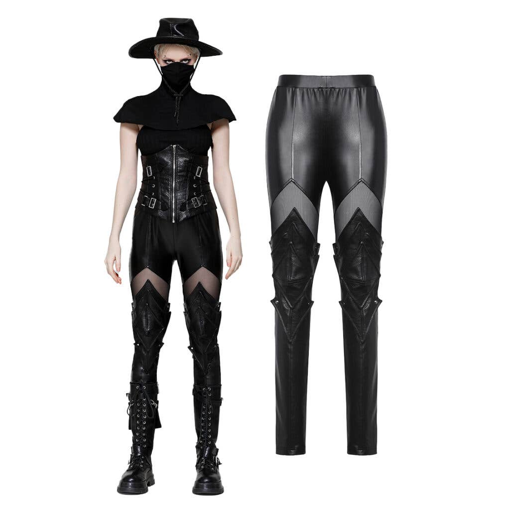 PW134 - Black PU leather armor knight leggings for wholesale on Faire0