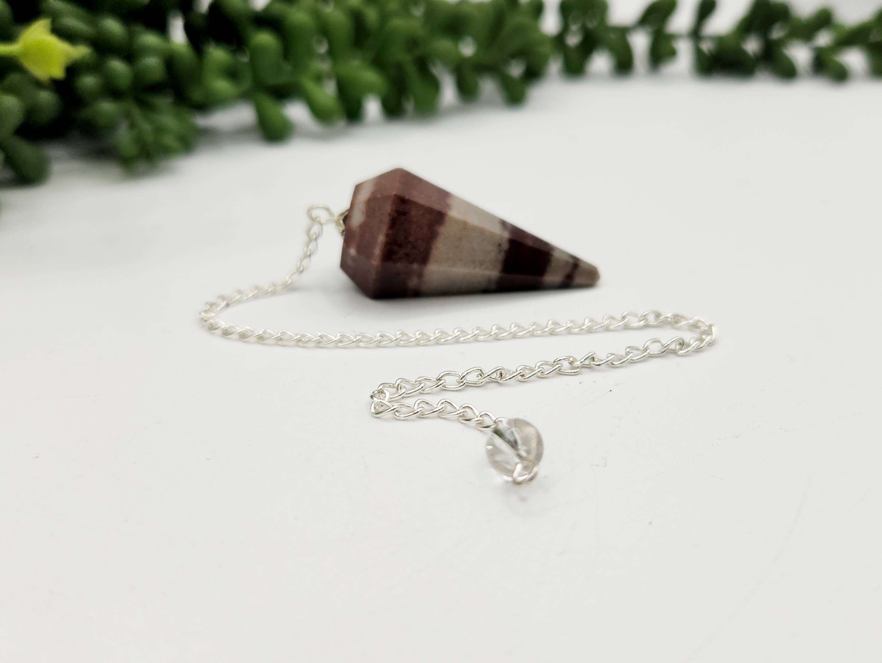 Meraki Gemstones - Wholesale Spiritual Stone/Crystal - Shiva Lingham Pendulum w/Silver Plated Chain & Clear Quartz0