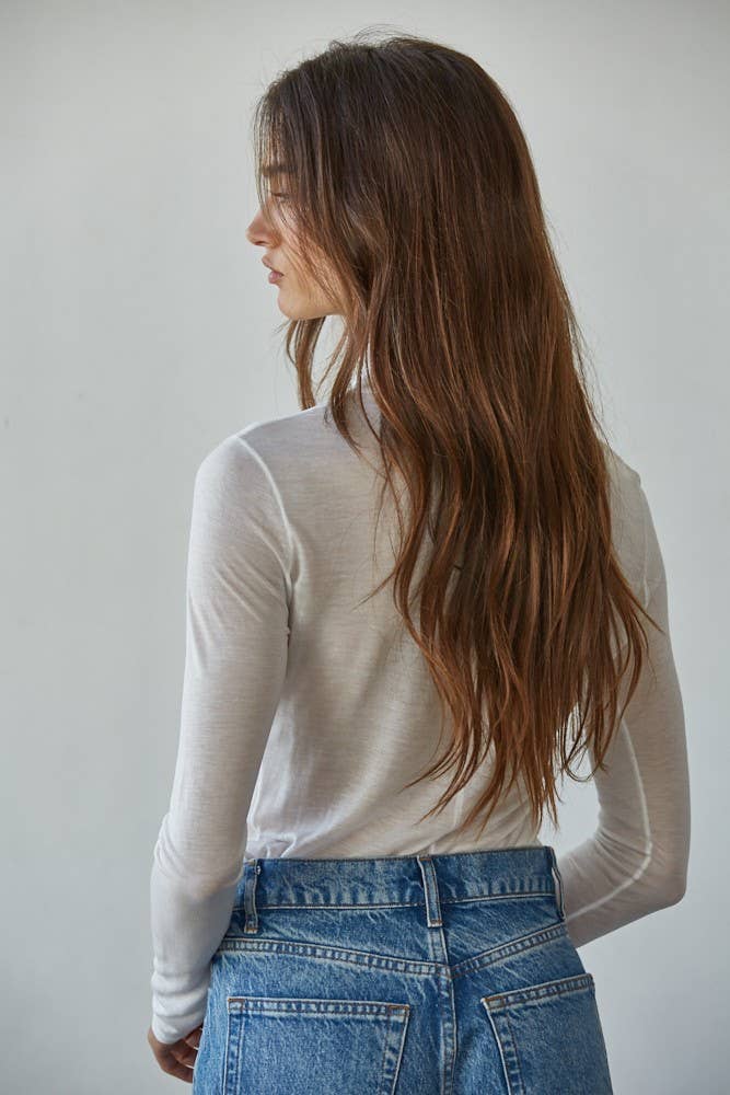 By Together - Wholesale Knit Top - Women's - L8611 | Knit Tencel Jersey Turtleneck Long Sleeve Sheer Top2