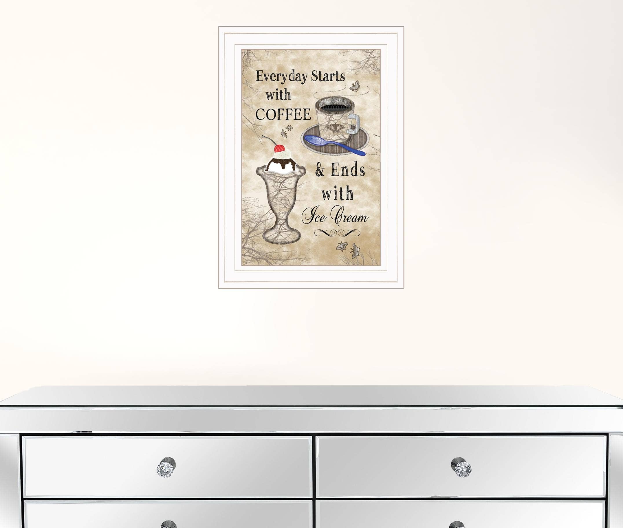 HomeRoots - Wholesale Art Print - Everyday Starts With Coffee White Framed Print Wall Art1