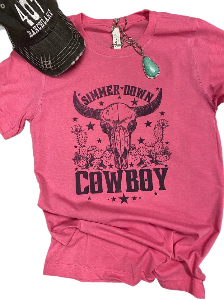 Simmer Down Cowboy Western Graphic Tee | Rodeo Tee for wholesale by Rowdy Rowels
