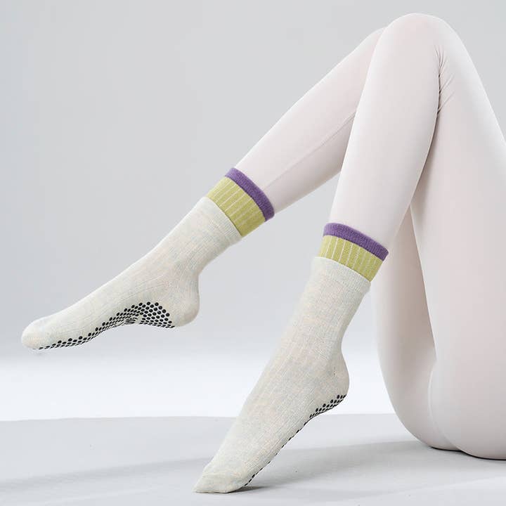 SALINA TRADING INC - Wholesale Socks - Women's - Moisture-Wicking Mid-Calf Grip Yoga Socks with Anti-Slip Design4