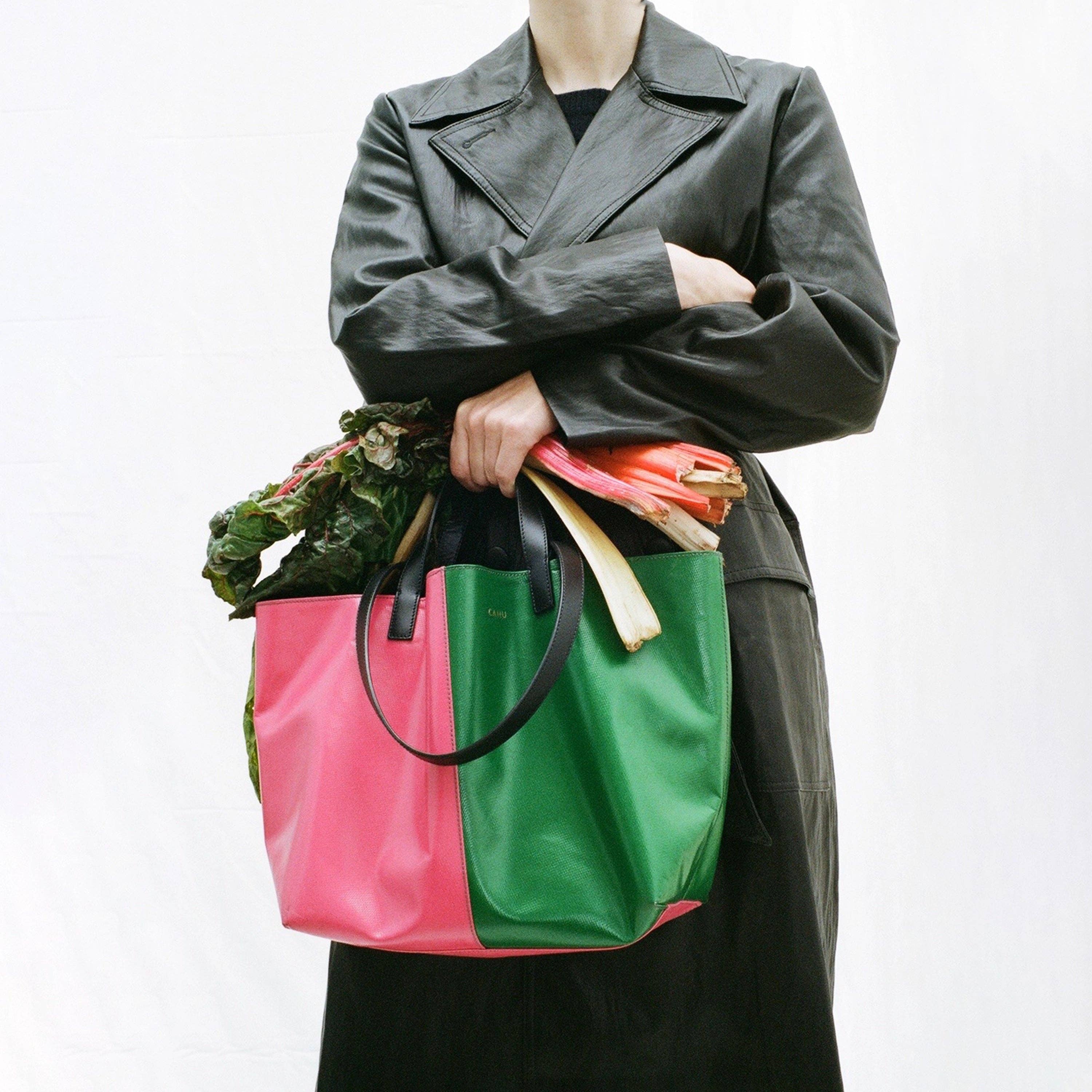 Cahu Paris - Wholesale Tote Bag - Women's - The Pink-Dark-Green Curler Practice1