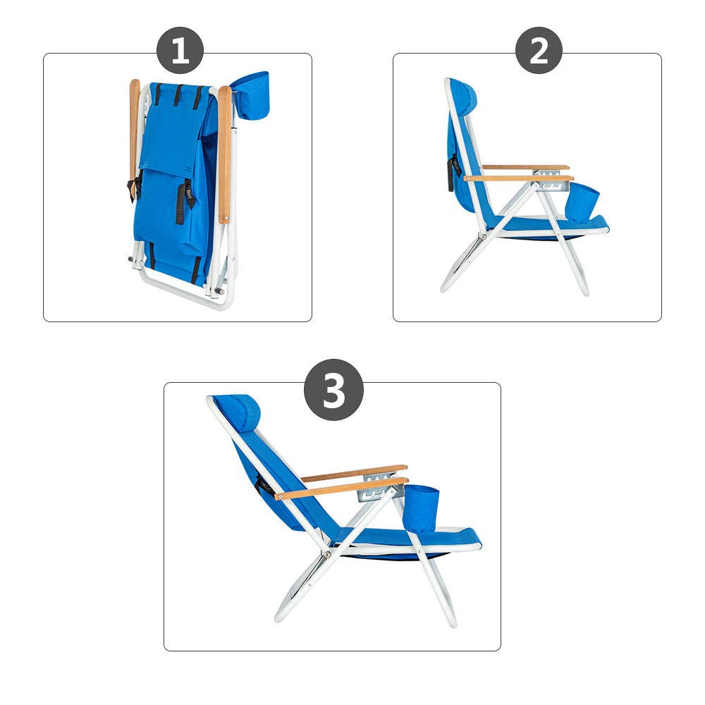 Backpack Beach Chair Portable - Blue Color for wholesale on Faire5