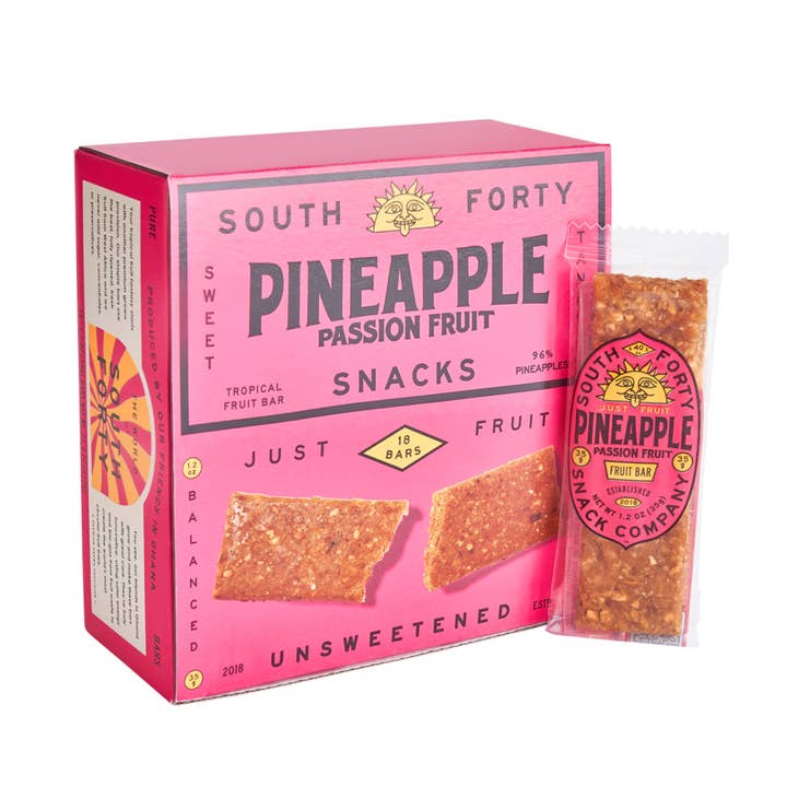 SOUTH FORTY SNACKS COMPANY - Wholesale Snack Bar - Tropical Fruit Bar - Pineapple Passionfruit - 18-Pack (WS)