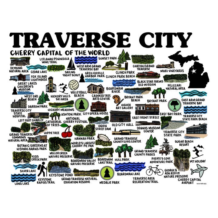 Couleur de la carte de la ville Traverse pour la vente par Whereabouts Shop