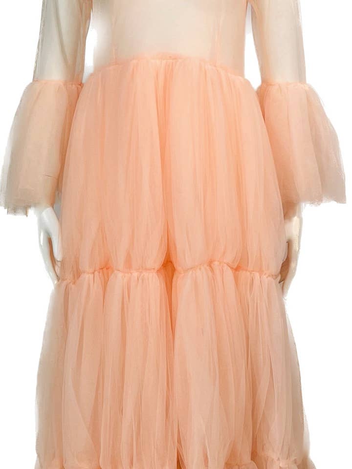 Affinity Dress - Sheer Long Sleeves with Ruffle Details for wholesale by Dimaz