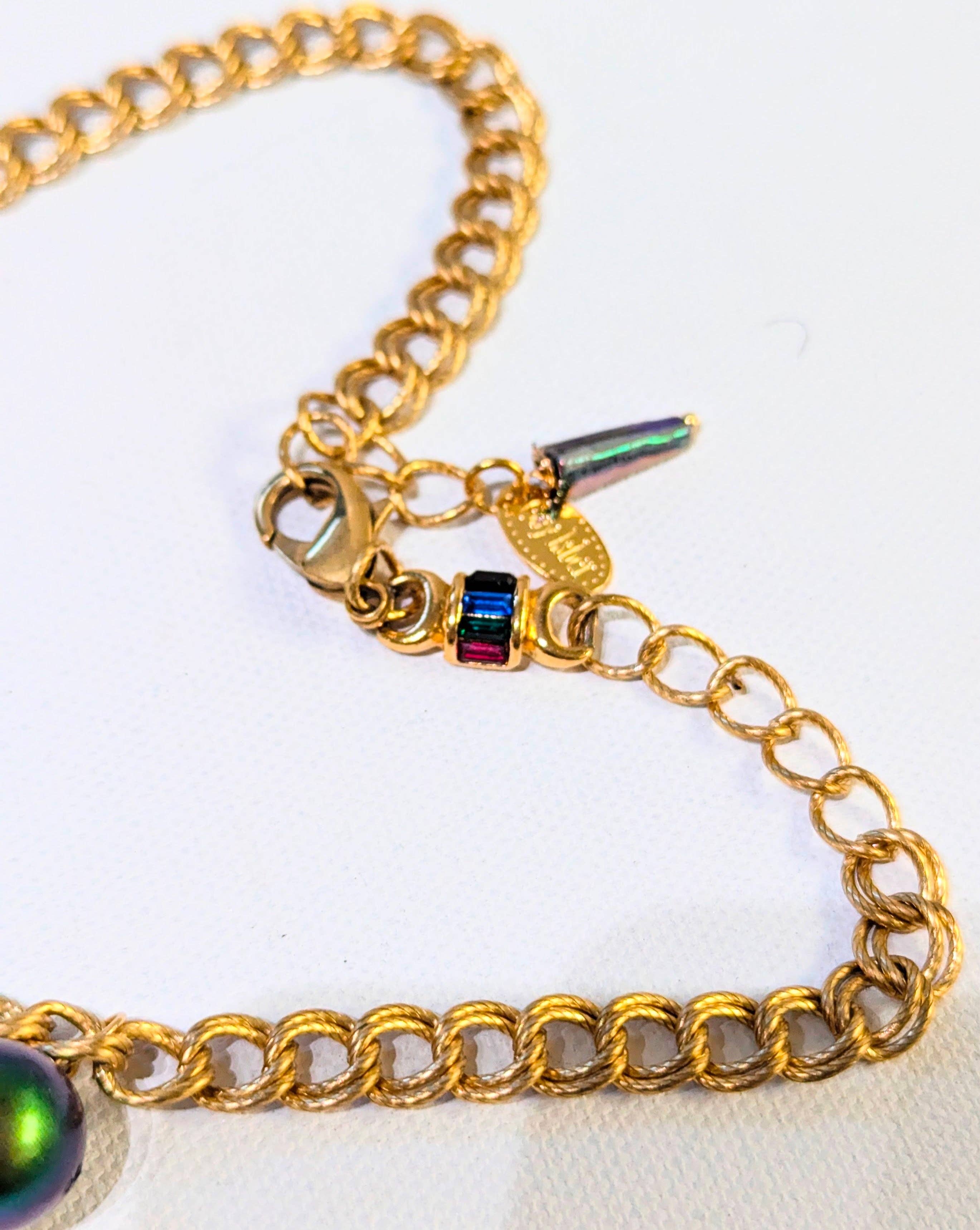 Gay Isber Designs - Wholesale Bib Necklace - Unique Vintage-Inspired Bib Purple Green Necklace with 1970s Austrian AB Acrylic Beads and Swarovski Crystals - One-of-a-Kind Design by Sugar Gay Isber6