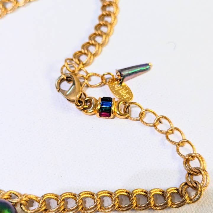 Gay Isber Designs - Wholesale Bib Necklace - Unique Vintage-Inspired Bib Purple Green Necklace with 1970s Austrian AB Acrylic Beads and Swarovski Crystals - One-of-a-Kind Design by Sugar Gay Isber6