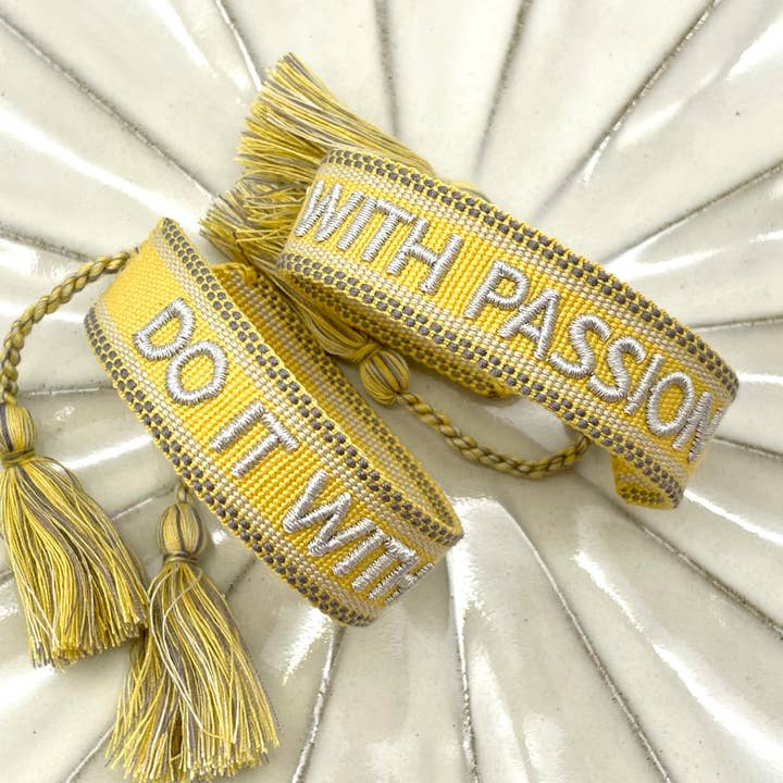 Parsley & Pepper - Wholesale Woven/Braided Bracelet - DO IT WITH PASSION statement bracelet woven, embroidered