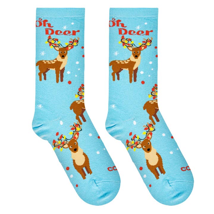 Cool Socks – wholesale Socks – Women's – Oh Deer - Womens Crew Folded
