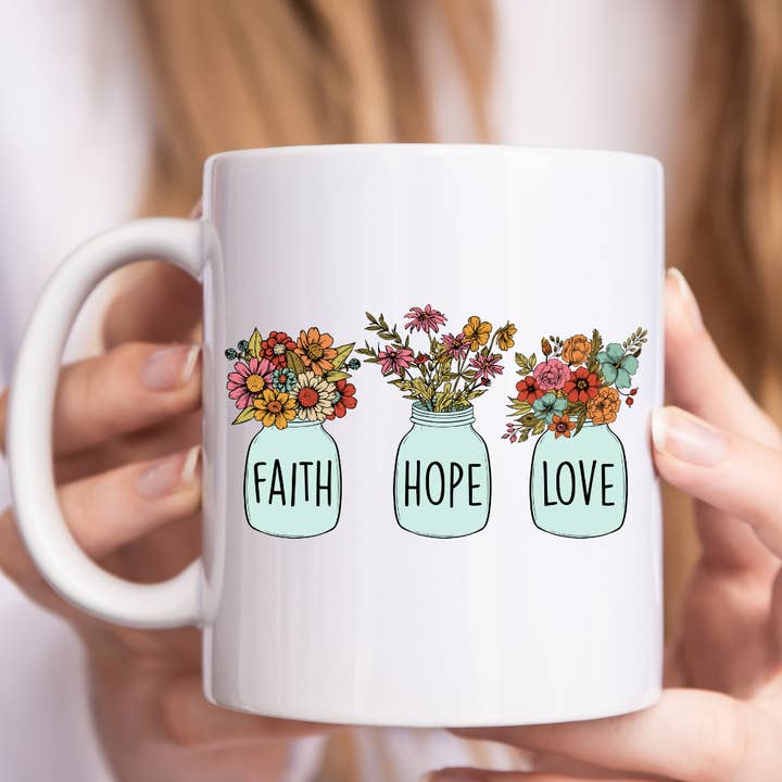 Caneca de Saúde Mental Faith Hope Love por atacado de Mug Boss Inc.