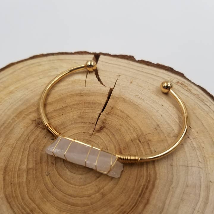 CHAKRA JEWELRY - Wholesale Cuff Bracelet - Gold Crystal Cuff Gem Stone Bangle Boho Bracelet