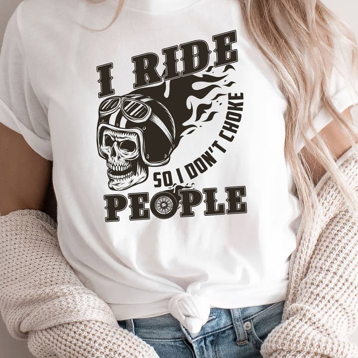 Biker I Ride So I Don't Choke People Motorcycle Skull Shirt for wholesale by EagleAceApparel