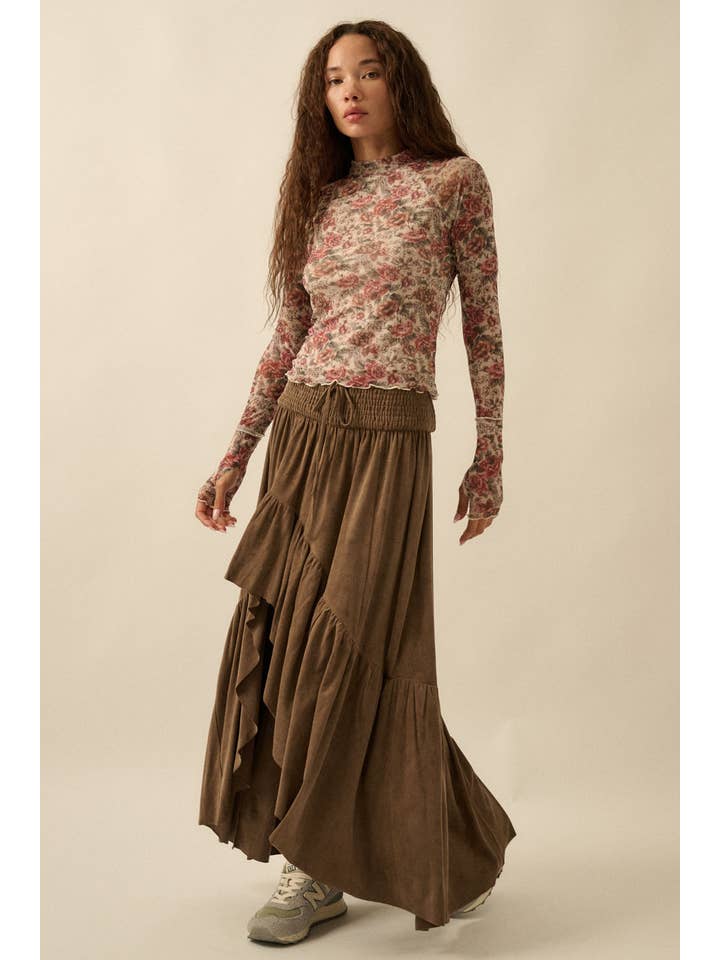 Promesa USA - Wholesale Knit Top - Women's - Floral-Print Mesh Thumbhole Mock-Neck Top9