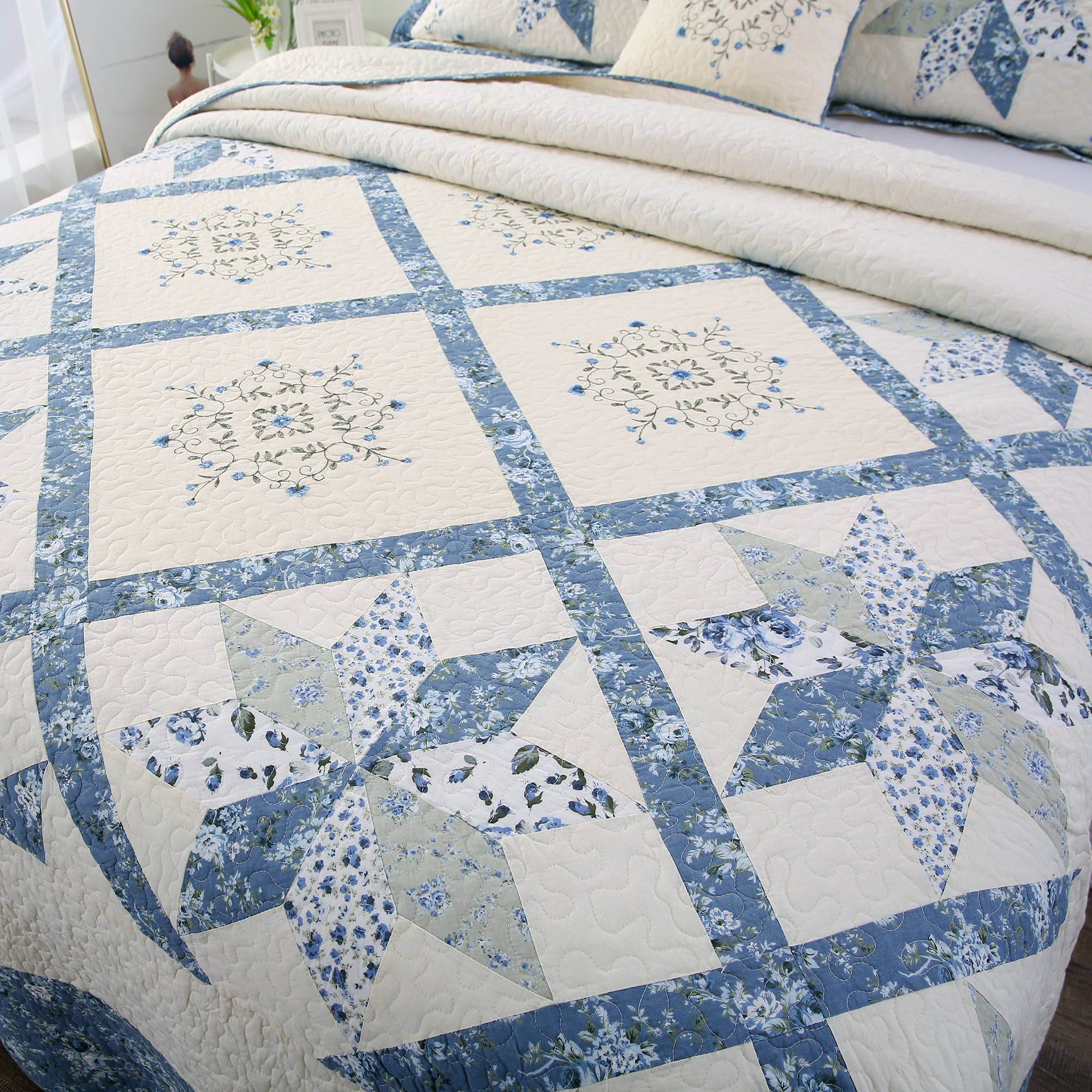 Kasentex - Wholesale Coverlet - Patchwork Bedspread Embroidery Coverlet 100% Cotton11