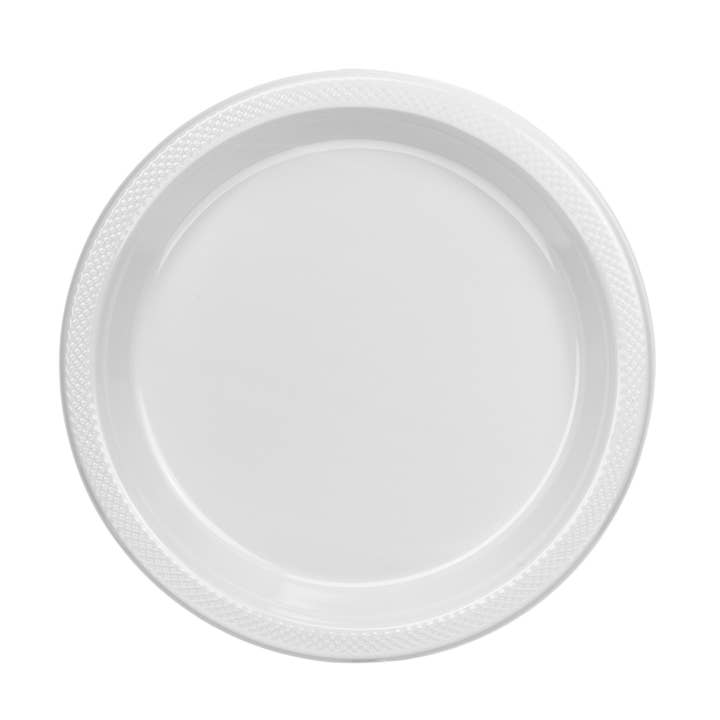 7 In. White Plastic Plates Disposable - 50 Ct. for wholesale on Faire