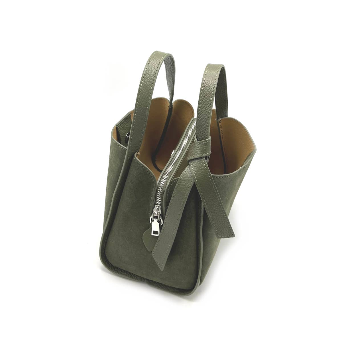 Suie Valentini srl - Wholesale Top Handle Bag - Women's - Suede leather handbag with crossbody strap, Made in Italy, art. 11263811