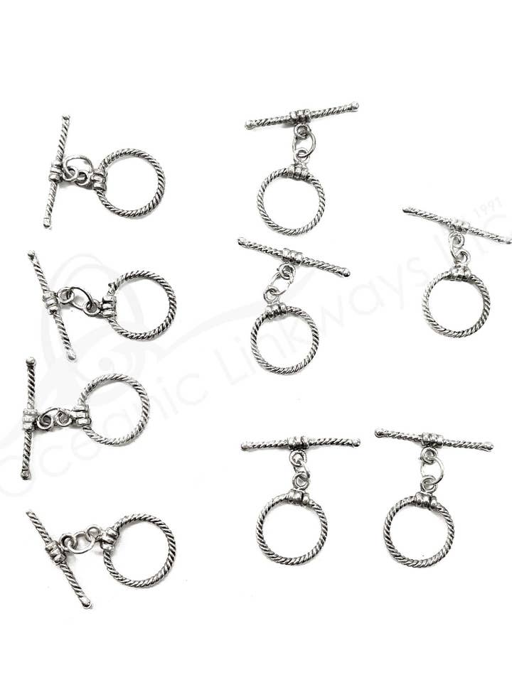 (PK 50 PAIRS)BEADS - METAL TOGGLE CLASP TWISTED (PK 50 PAIR for wholesale by Oceanic Linkways Inc