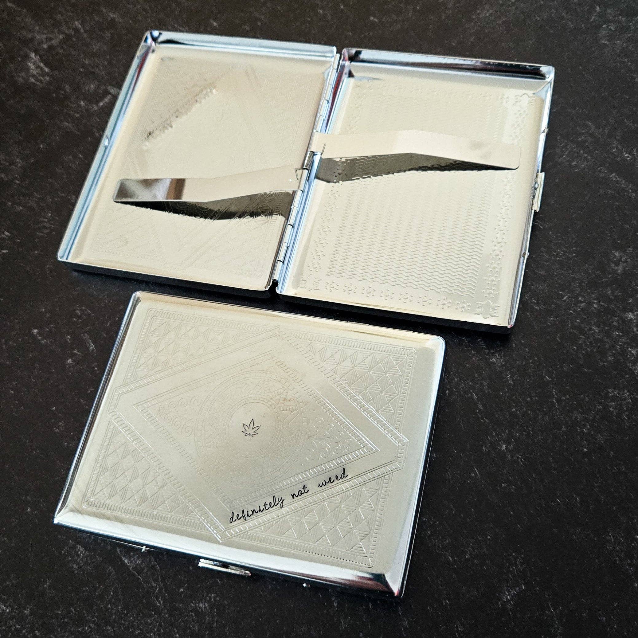 Salt and Sparkle - Wholesale Cigarette Case - Definitely not Weed Funny Metal Case2