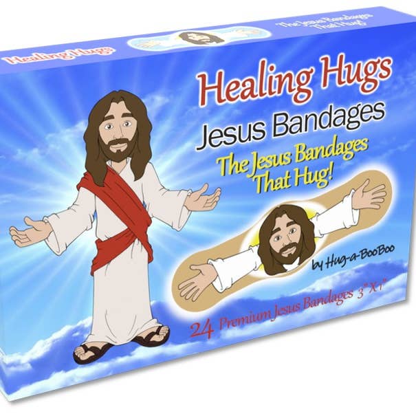 "Healing Hugs" Fun Novelty Jesus Bandages, Great Gift 24ct and other Purchase Wholesale tiny jesus. Free Returns & Net 60 Terms on Faire trending on Faire.