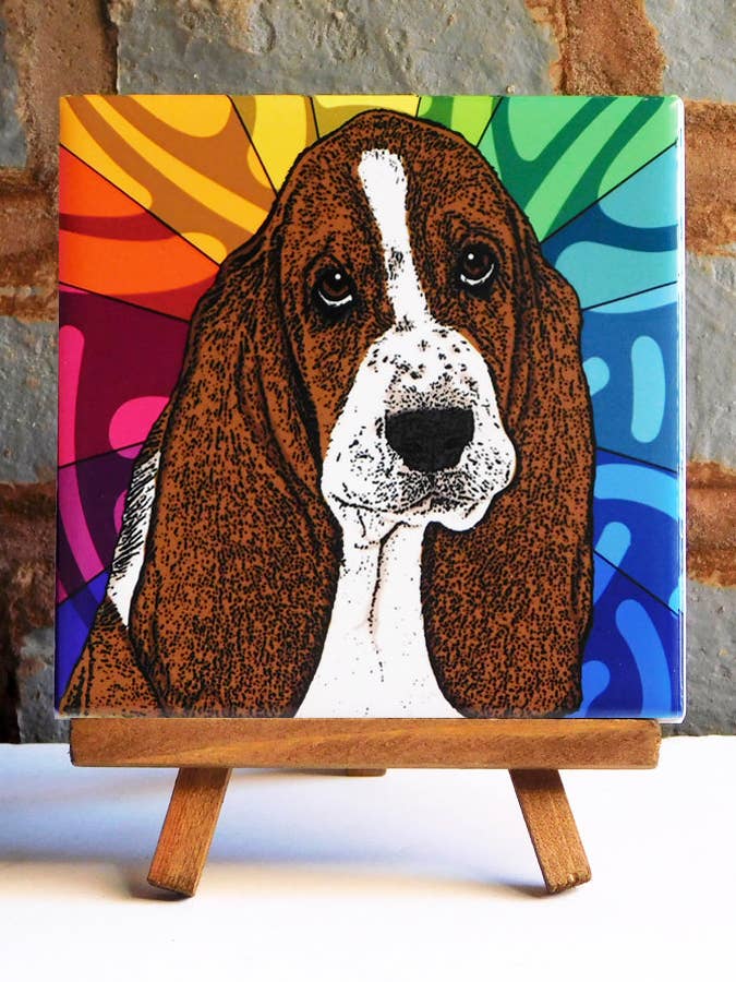 Basset Ceramic Art Tile for wholesale by Sabyloo