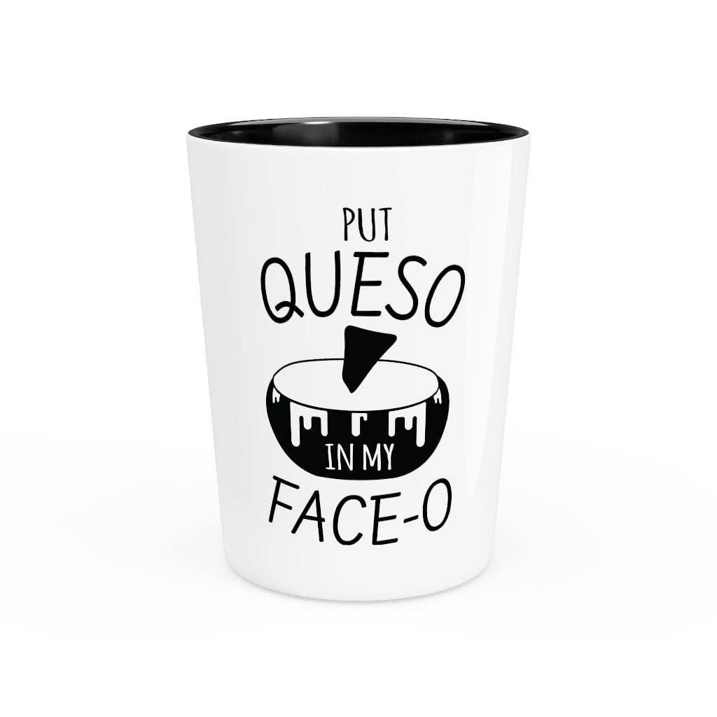 Black Shot Glass Party Ceramic Tequila Humorous Mexican Queso Enthusiasts Food Illustration Puns Hilarious Foods for wholesale on Faire