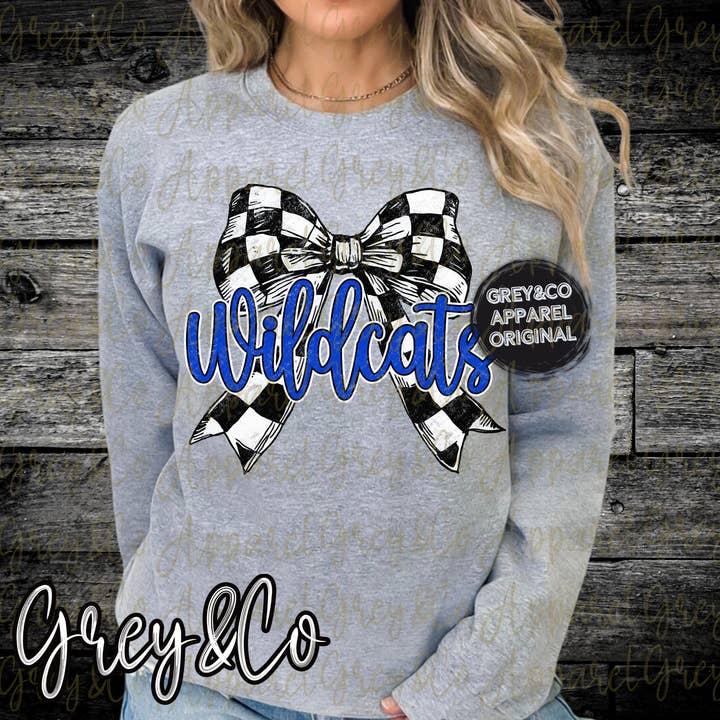 Wildcats Checkered Bow Sweatshirt for wholesale by Grey&Co
