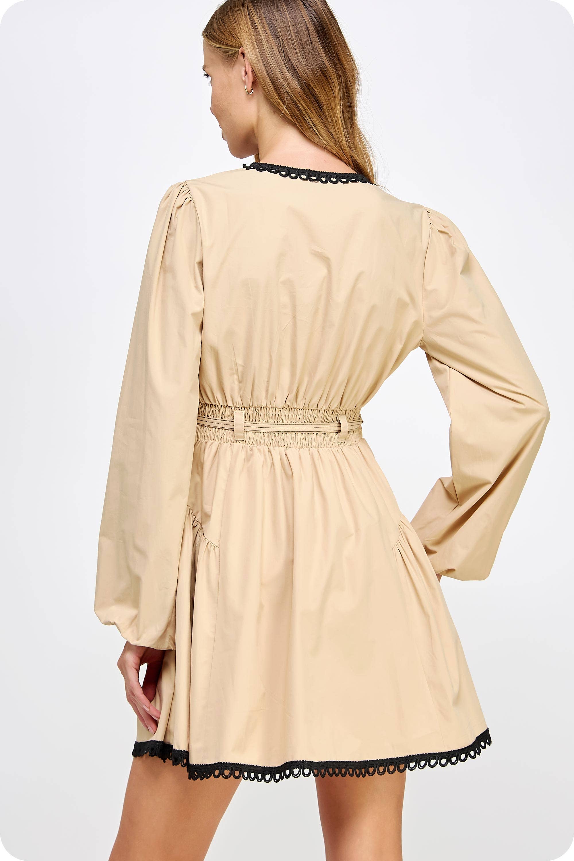 Strut & Bolt - Wholesale Dress - Women's - Lace Trim Detail Poplin Mini Dress19