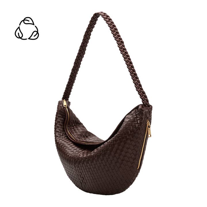 Melie Bianco - Wholesale Shoulder Bag - Women's - Raquel Espresso XL Recycled Shoulder Bag
