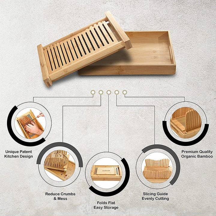 VIGOR - Wholesale Kitchen appliance - Legend Foldable toast wooden Bamboo Bread Slicer( 10 Sets)6