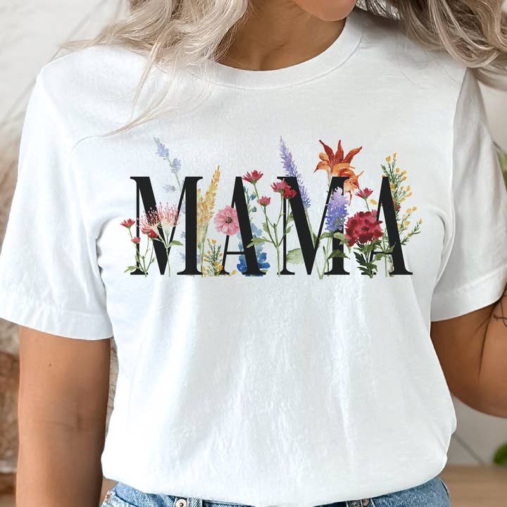 Par.tees by Party On! - Wholesale T-Shirt (Graphic) - Women's - Mama Floral summer Mothers Day Mom Flowers Graphic Tee