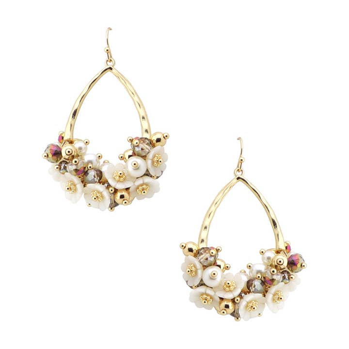BRNGD PEARL MULTI BEAD TEARDROP DANGLE EARRING, AE 5980 for wholesale on Faire