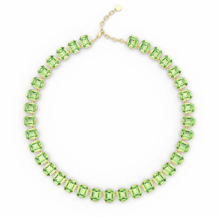 Collar octagonal llamativo con cristales de peridoto dorados | 5-1346-GPRD para venta al por mayor de My Jewellery Story