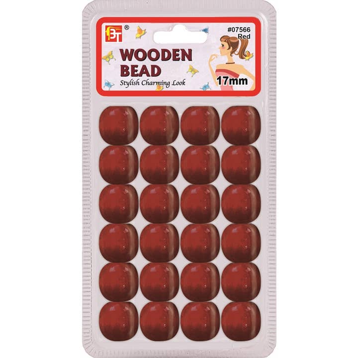 MI Hair Distribution - Wholesale Craft Supplies - WOODEN BEAD 17MM (RED)