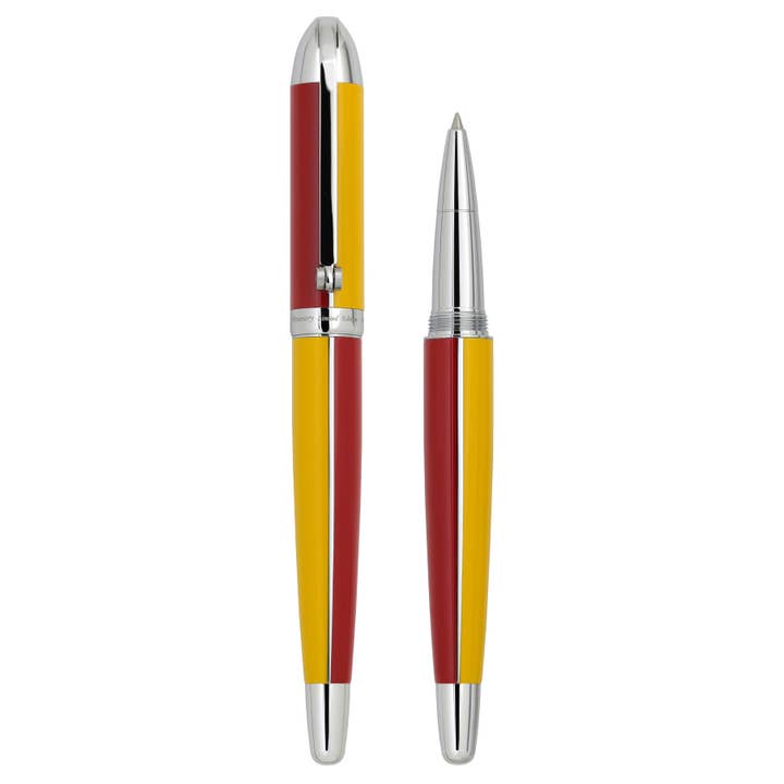 Xezo Visionary® Messing & Aluminium Emaillierter Rollerball-Stift - Aspen Gold / Rot für den Großhandel von Xezo