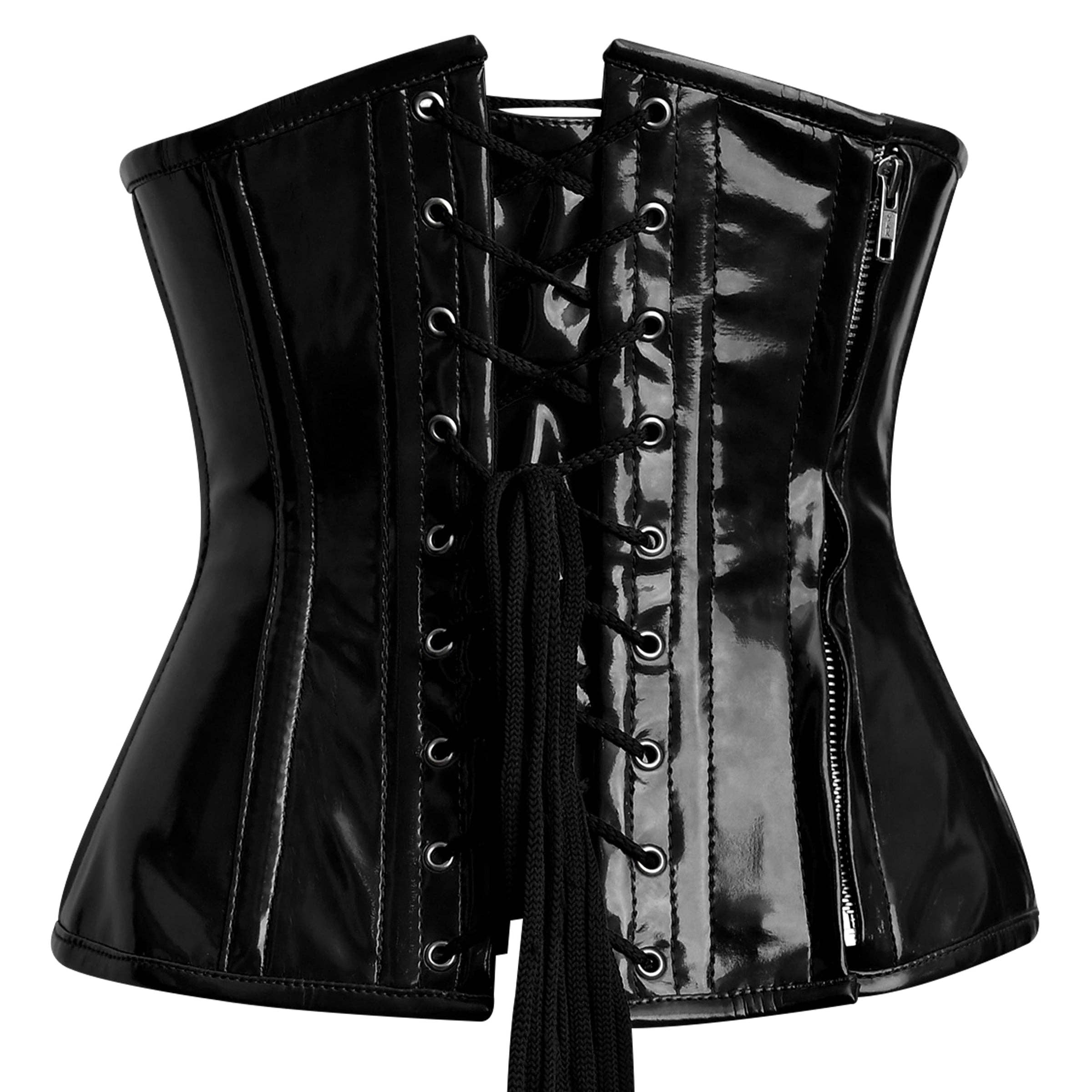 Miss Leather - Vente Corset – femme - Top corset rouge sous-poitrine pour femmes - Tenue de corset et gilet4