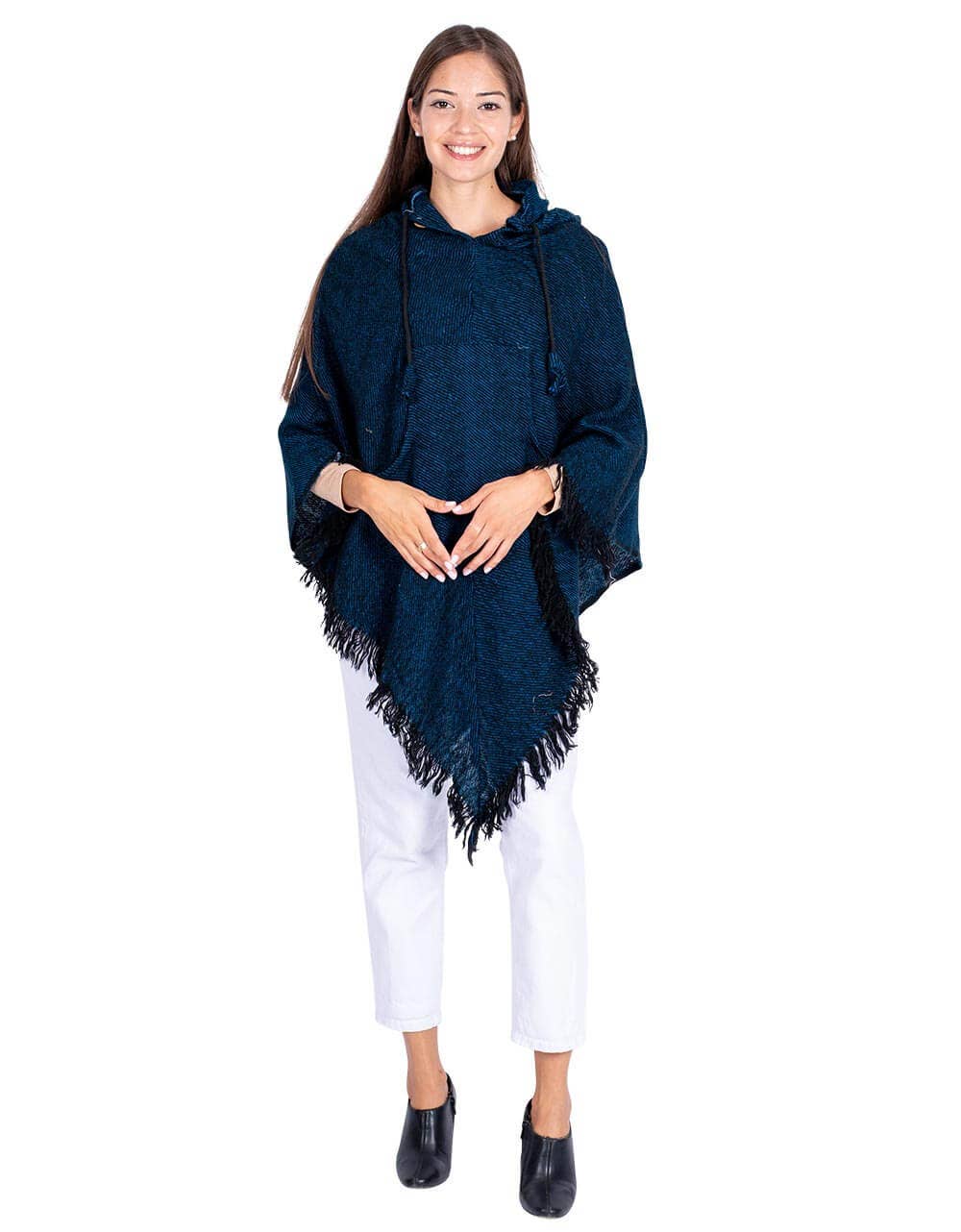 Blue Women's Ponchos with Fringes for wholesale on Faire1