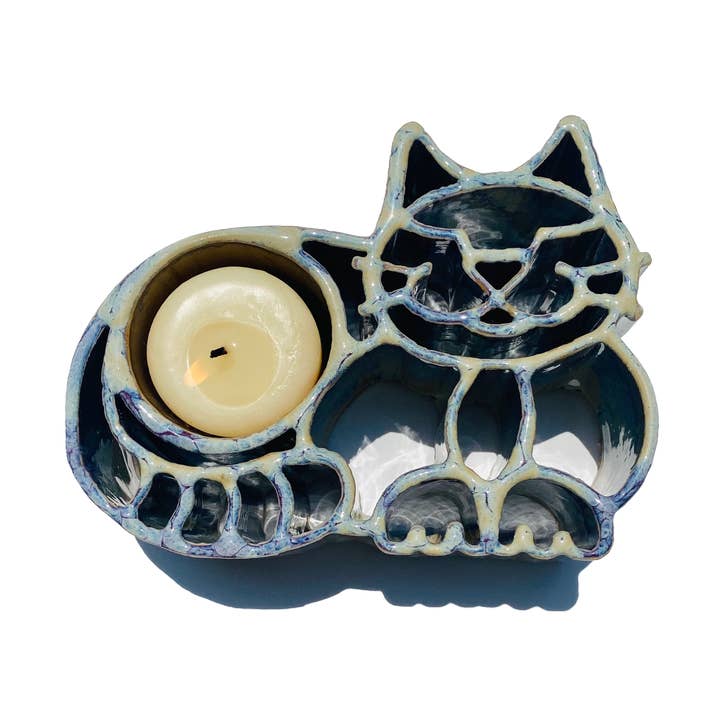 Cat CandlePot - Stoneware Pottery for wholesale by Bay Pottery