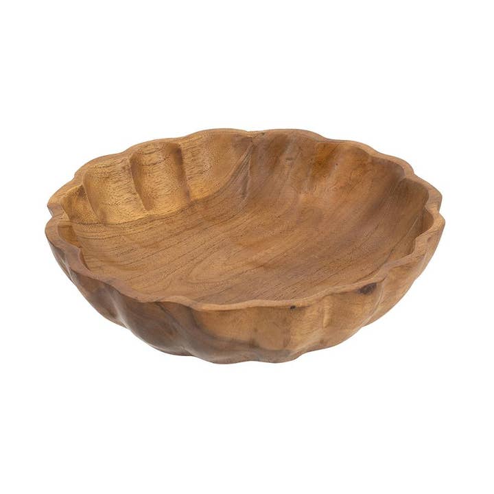 A&B Home Group Inc. - Wholesale Decorative Plate/Dish/Bowl - D8x2" Shallow Teak Wood Bowl w/ Earthy Brown Finish0