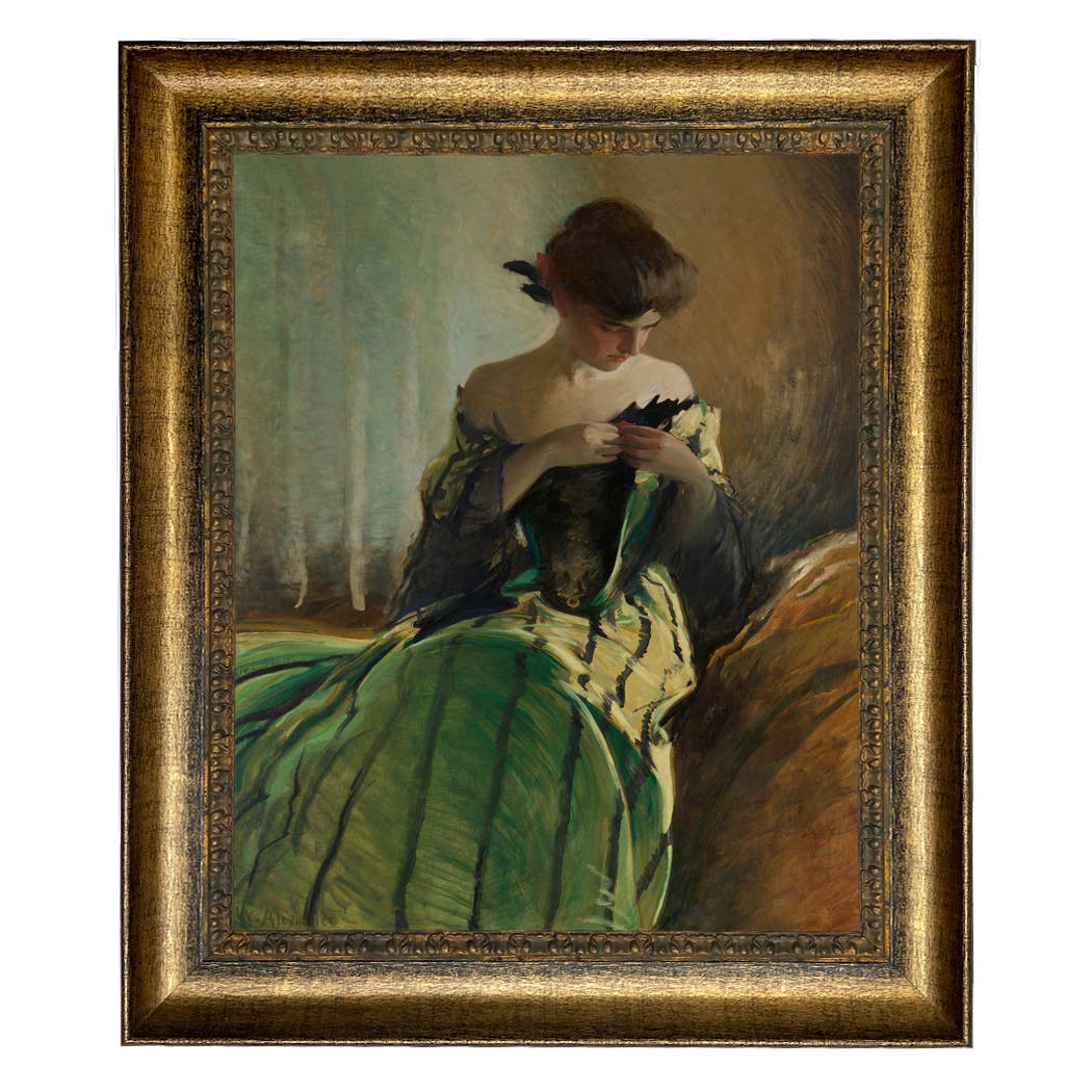 Madison Bay Co. - Historical Home Decor Reproductions - Vendita all'ingrosso Stampa artistica - Stampa su Tela Vintage di Donna in Abito Nero e Verde36