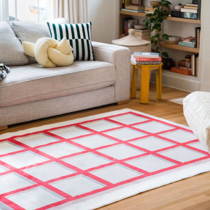 Red Grid Area Rug for wholesale on Faire