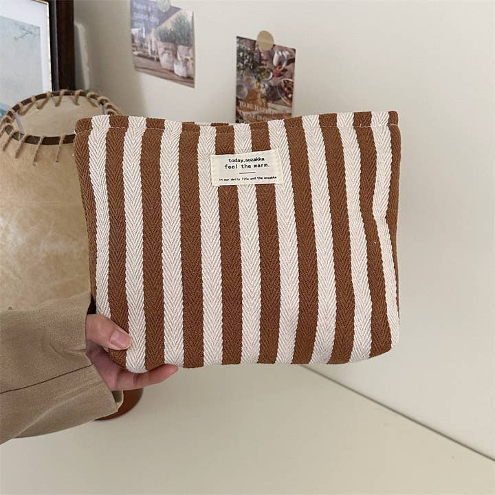 Dipped Shop - Wholesale Makeup/Cosmetic Bag - Striped Color Block Simple Make Up Bag DP25A565