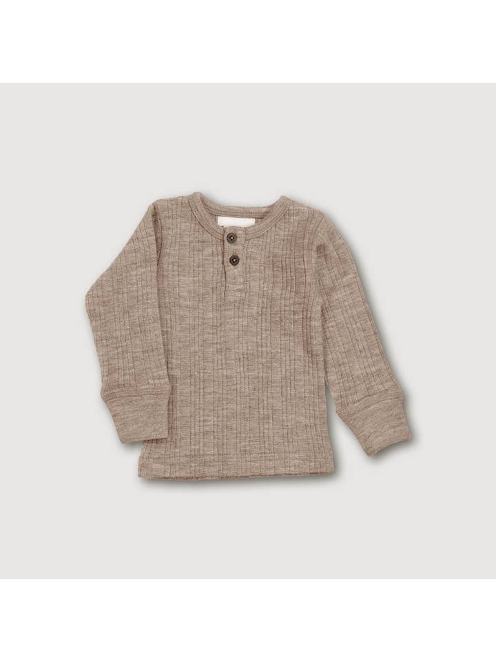 Finch & Fable - Wholesale T-Shirt - Kids - Wool Rib Henley Top - Sand