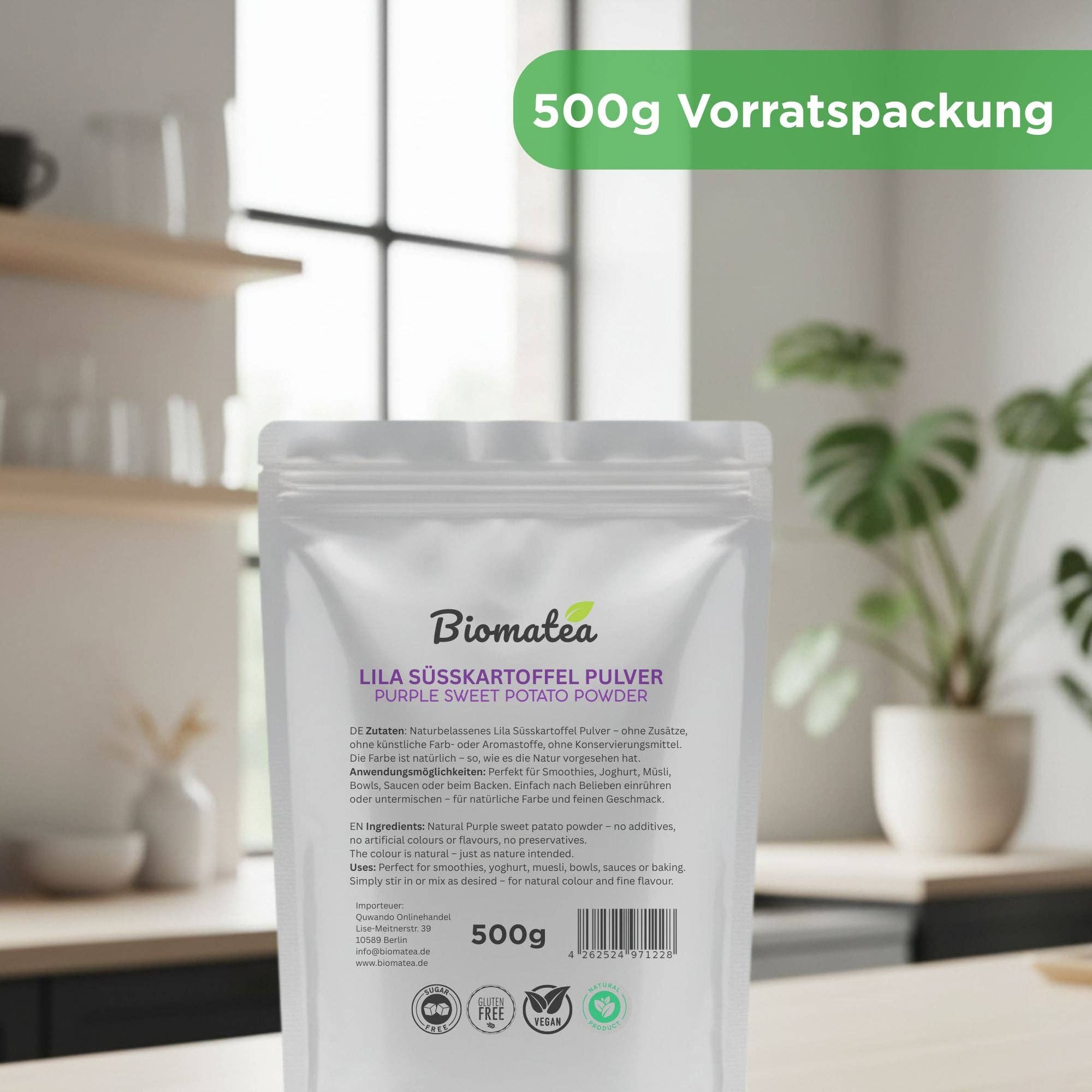 Biomatea – Großhandel Protein-/Superfood-Pulver – Lila Süßkartoffel Pulver 500 g – Premium Ube Powder, Purple Sweet Potato Powder, naturbelassen & rein8