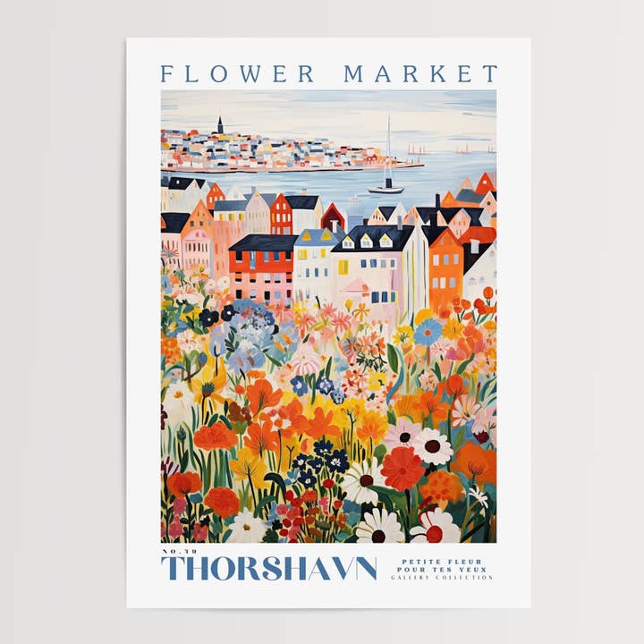 Poster Bloemenmarkt in Thorshavn voor wholesale door Enchanted Sights